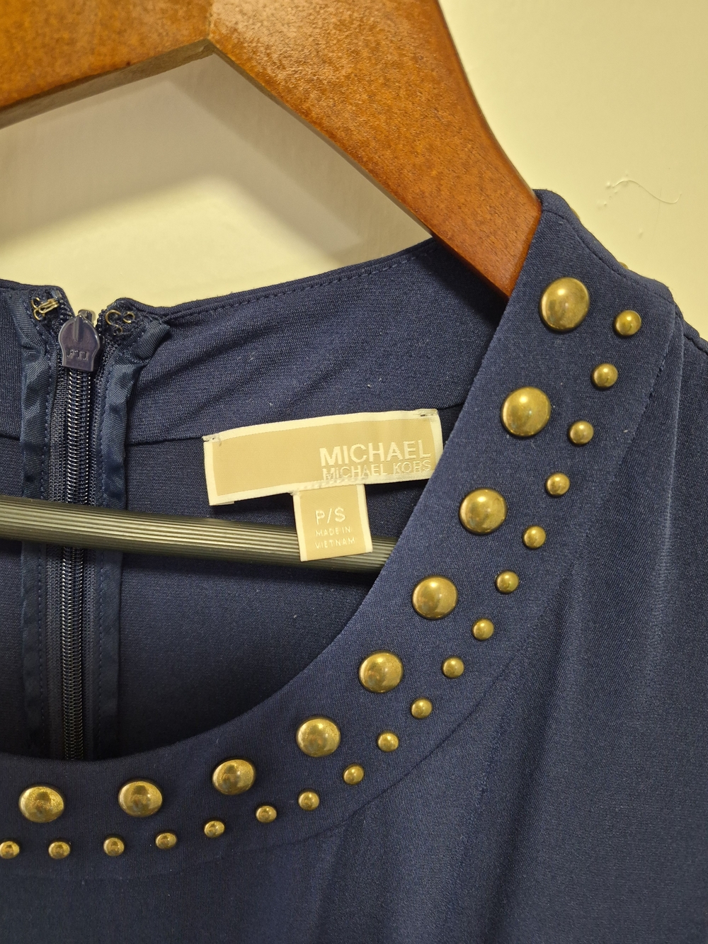 Michael Michael Kors Navy Studded Neckline Jumpsuit